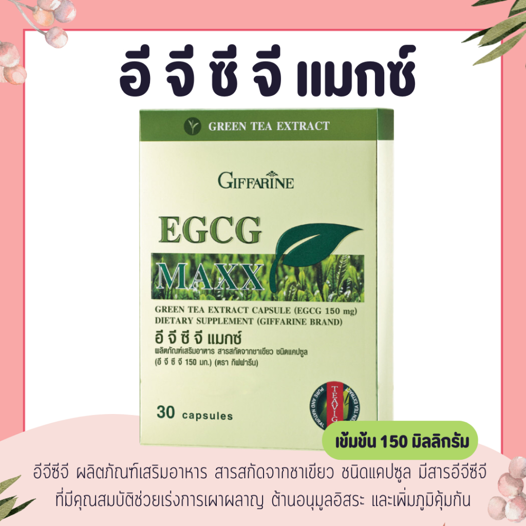 อีจีซีจี แมกซ์ กิฟฟารีน EGCG Maxx GIFFARINE สารสกัดจากชาเขียว ตัวช่วยการเผาผลาญ ลดไขมัน