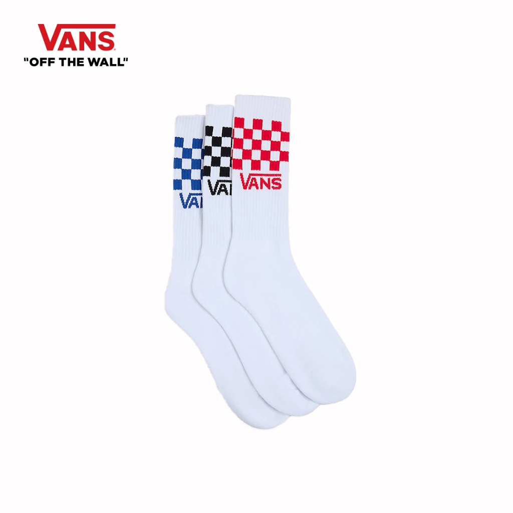 VANS CLASSIC CHECK CREW - WHITE ถุงเท้า ถุงเท้าข้อยาว ถุงเท้าคลาสสิค ชาย หญิง