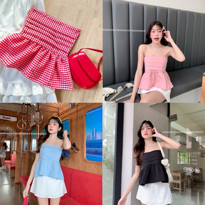 เกาะอก พับหน้า สม๊อคหลัง พร้อมส่งในไทย