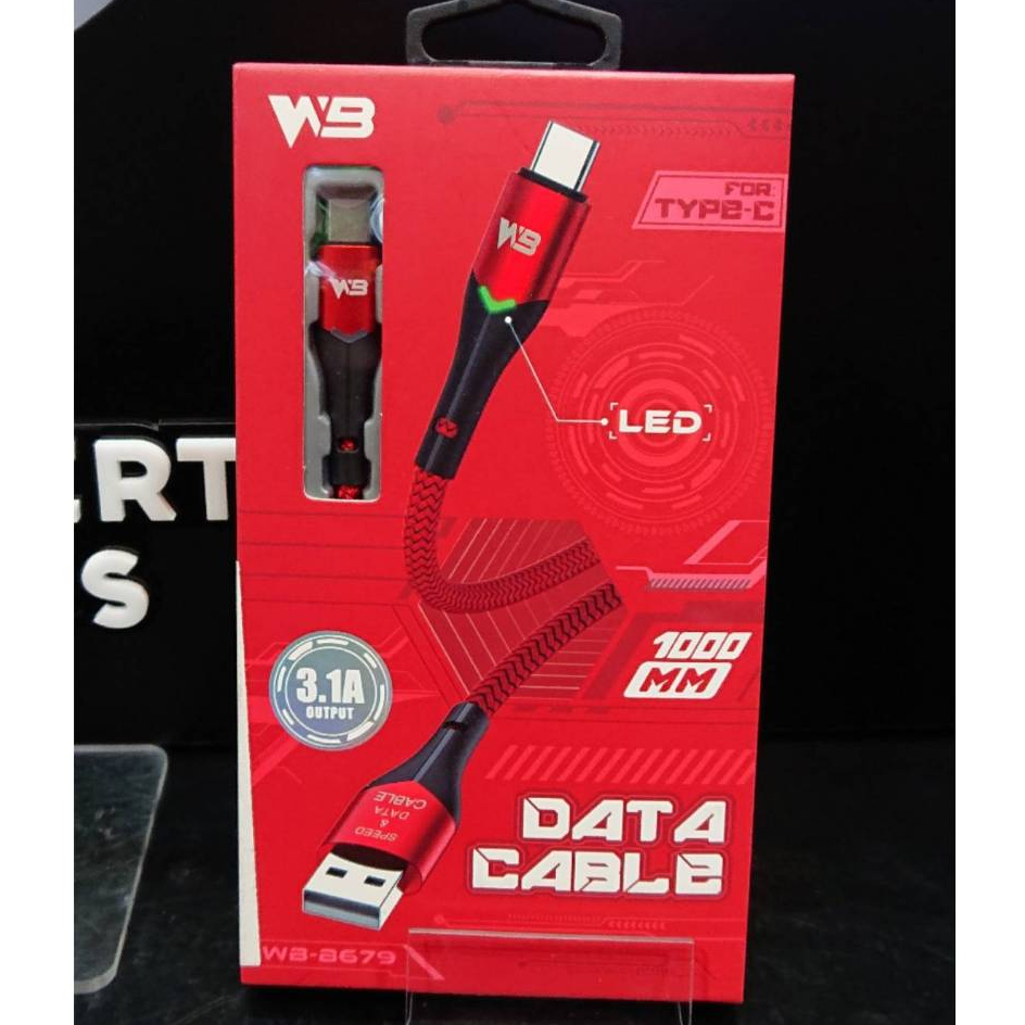 สายชาร์จ FAST CHARGE TYPE-C 3.1A  POWER/DATA CABLE WB LED 1 METER