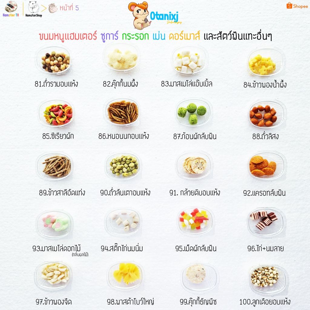อาหารแฮมเตอร์ ขนม ชูการ์ กะรอก ดอร์เม้าท์ ใจเเอ้นท์ โรโบ เม่น สัตว์ฟันเเทะอื่นๆๆ