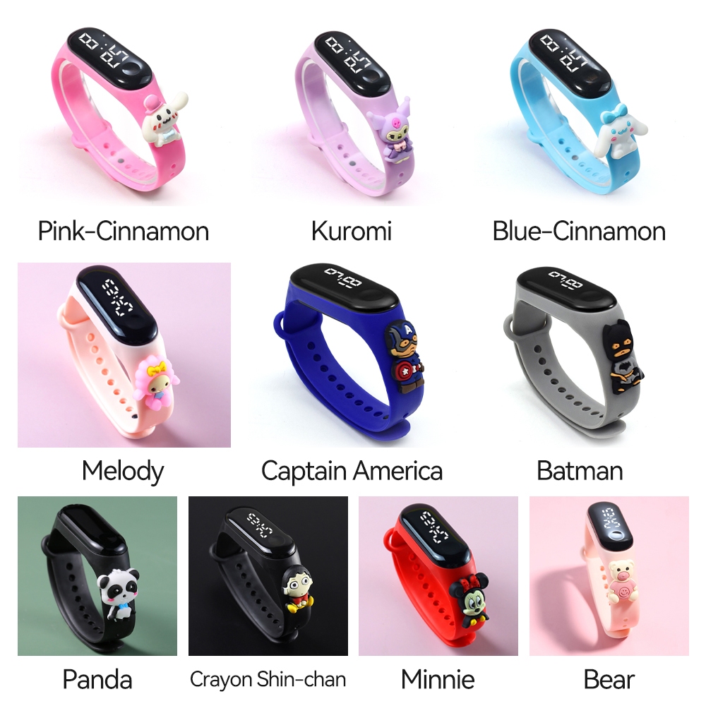 JOYOBABY นาฬิกาเด็ก นาฬิกาข้อมือดิจิทัล LED กันน้ํา ลายการ์ตูนปิกาจู มิกกี้ โดราเอมอน