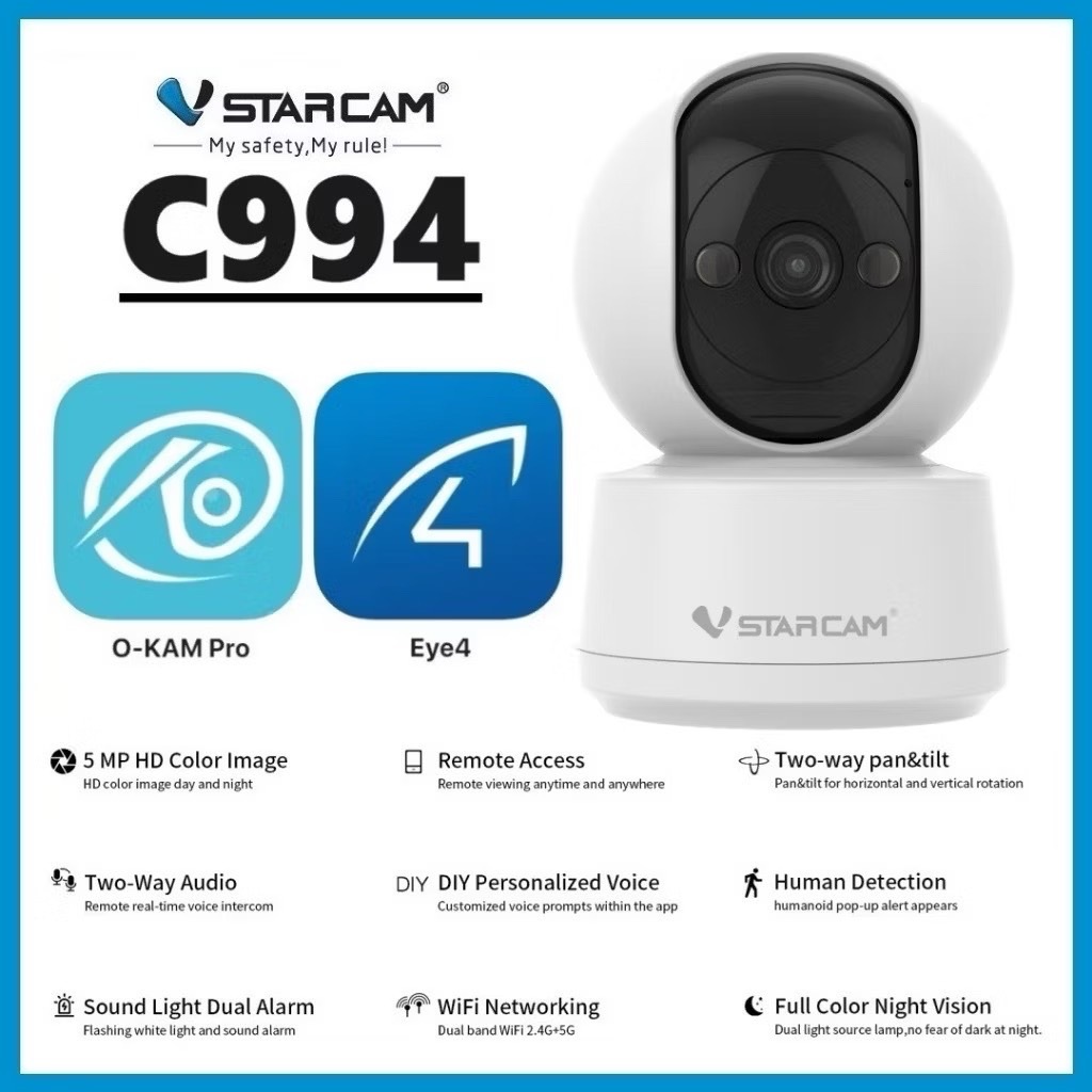 Vstarcam C994 ใหม่ล่าสุด (รองรับ WiFi 5G) กล้องวงจรปิดไร้สาย Indoor ความละเอียด 5MP มีระบบ AI+