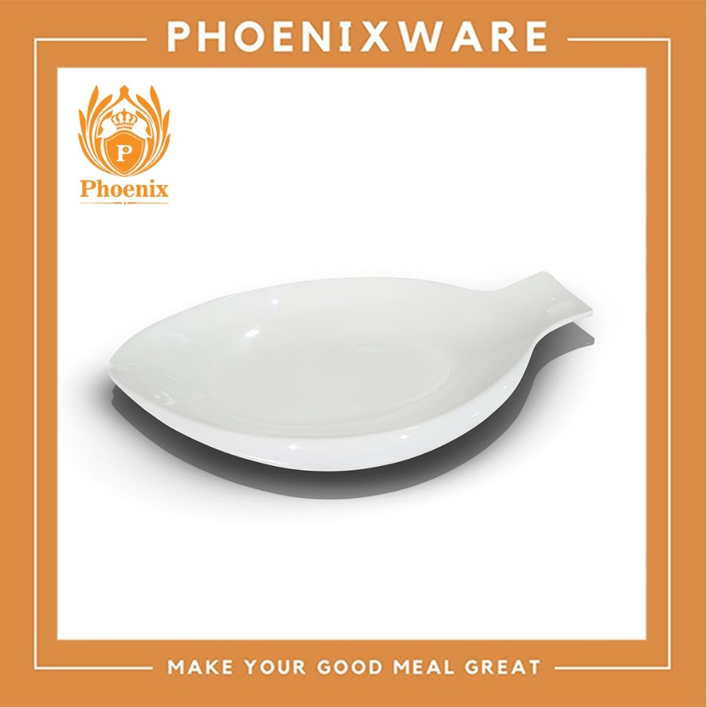 จานปลา (อ้วน) 13.7นิ้ว เมลามีน สีขาว Phoenix 804214