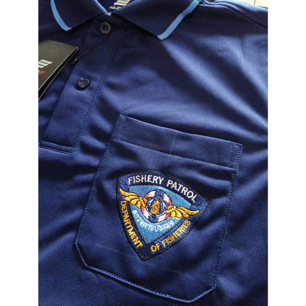 เสื้อโปโลตรวจการประมง ผ้าcool ทรงผู้ชาย