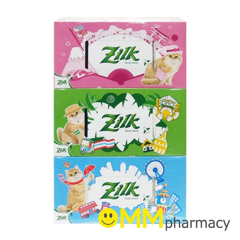 ZILK กระดาษเช็ดหน้า หนา 2 ชั้น แบบกล่อง 110แผ่น(คละสี)