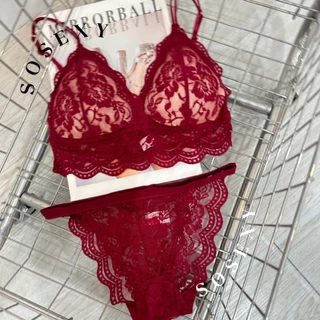 ชั้นใน+พร้อมกกน Set01 ฟองน้ำดันทรง เก็บทรงสวย ดีเทลสวยเซ็กซี่ ตะขอ3ระดับ ลายดอกไม้ ไร้รอยต่อ
