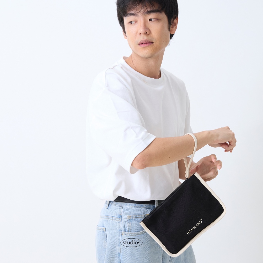 HOMELAND – กระเป๋าคล้องแขนผ้า canvas กุ๊นขอบ รุ่น pouch มีซิปปิด ราคา ถูกที่สุด ดีลบีเคเค แกลเลอรีภาพที่ 3