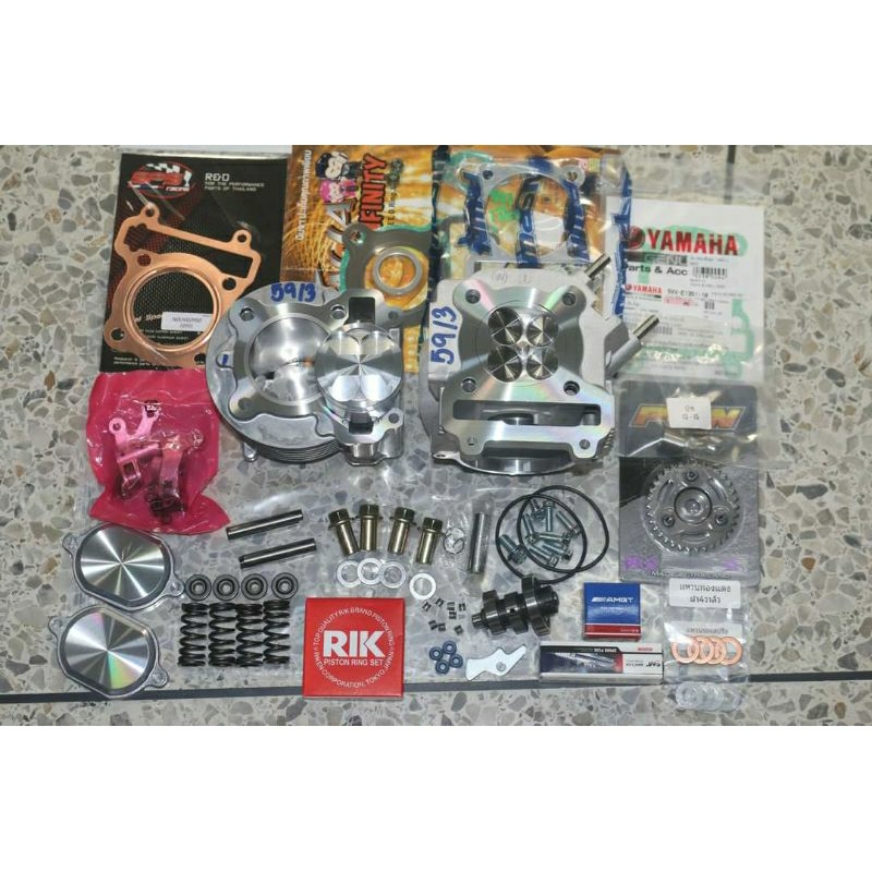 ชุดเสื้อฝาแต่ง 4วาว ใส่มีโอ ฟีโน่ นุโว ลูก59 หลบชัก3 เซ็ทหลังวาล์ว พร้อมเฟืองบิดแคม ยกหัว