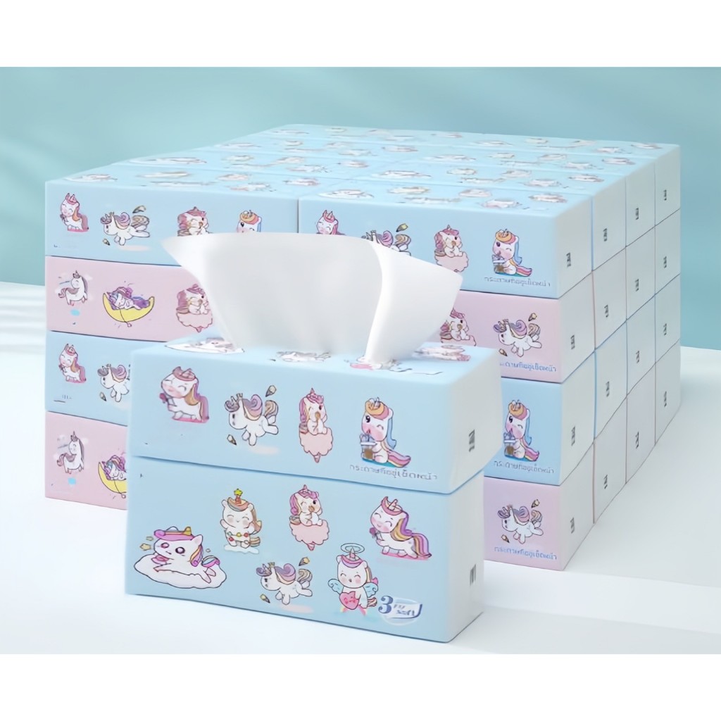 พร้อมส่ง กระดาษทิชชู่ อย่างดี แบบดึง หนา 3 ชัน พกพา เช็ดหน้า เช็ดมือ