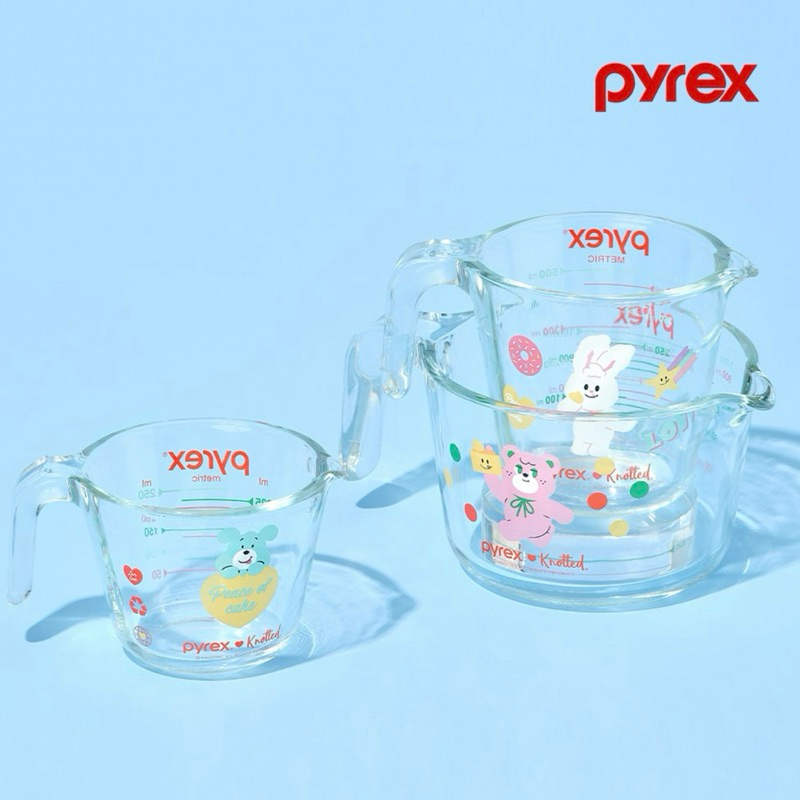 🇰🇷พร้อมส่งที่ไทย Pyrex ♥ Knotted ถ้วยตวงเนื้อแก้ว ชามแก้ว