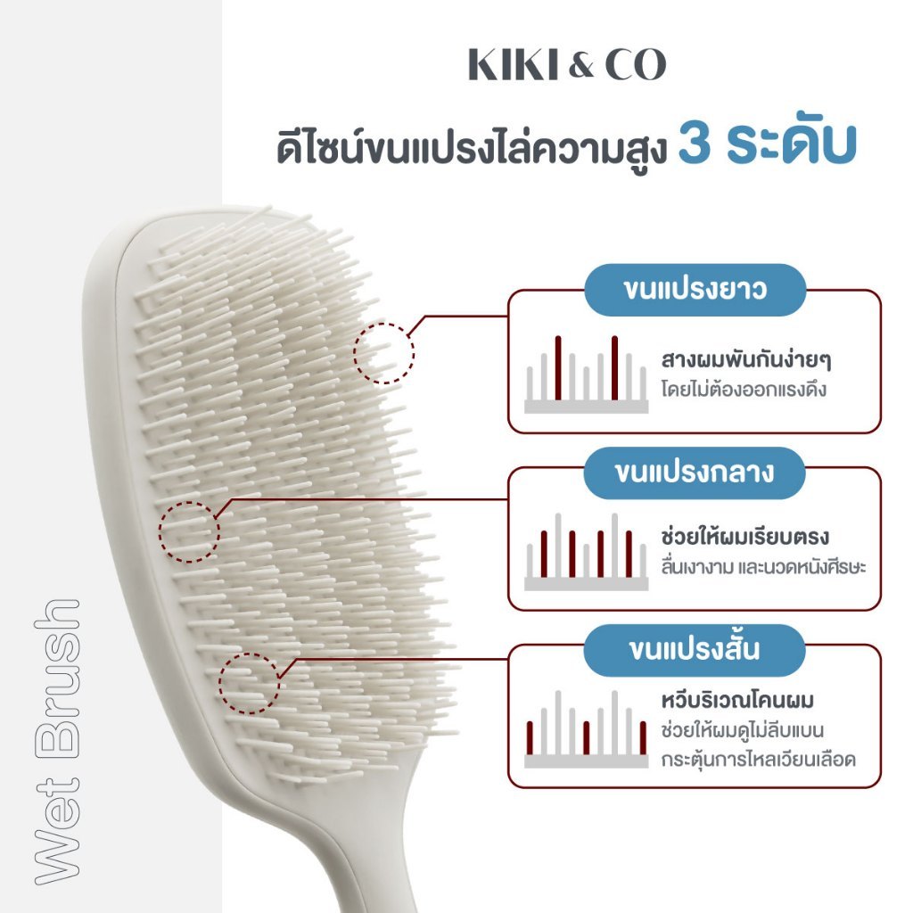 KIKI&CO Wet Brush 249 g. หวีแกน 3 ระดับ สำหรับใช้หวีขณะผมเปียก - รูปที่ 2