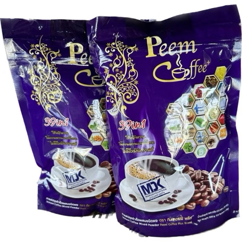 [แพค 2 ห่อ]กาแฟภีมคอฟฟี่ Peem Coffee 39 in1  1ห่อ 15 ซอง สินค้าล็อตใหม่ล่าสุด
