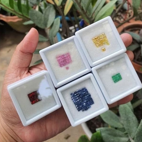 พลอยทรงสีเหลี่ยม สีสวยๆสำหรับทำเครื่องประดับ ราคาต่อเม็ด