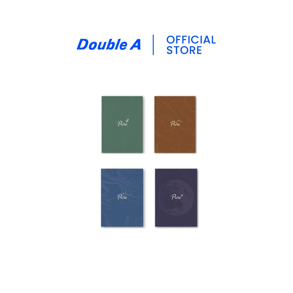 Double A สมุดมุงหลังคา รักษ์โลก Pure ขนาด A6 105x145 มม. หนา 75 แกรม 30 แผ่นต่อเล่ม จำหน่าย 4 เล่ม