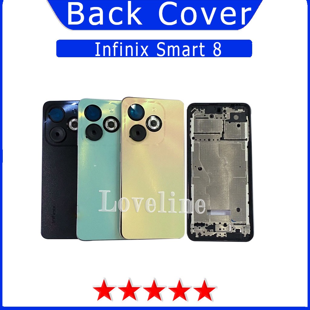 เหมาะสำหรับตัวเครื่อง infinix Smart 8 (เคสกลาง+ฝาหลัง) เลนส์ คุณภาพสูง