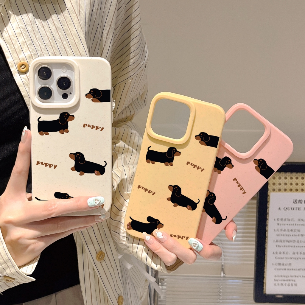 เคสโทรศัพท์ For iPhone 11 13 12 14 15 16 Pro Max XR XS MAX 6 7 8 15Plus TPU dachshund การป้องกันเลนส์กล้องเคสกันกระแทก