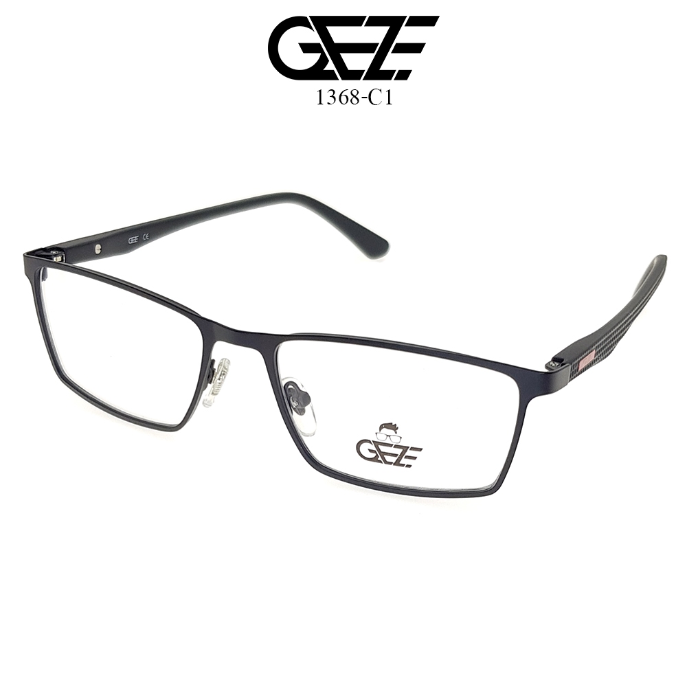 กรอบแว่นตา GEZE รุ่น 1368 - C1 เต็มกรอบสีดำ น้ำหนักเบา ใส่สบาย มีบริการตัดแว่นสายตาราคาถูก