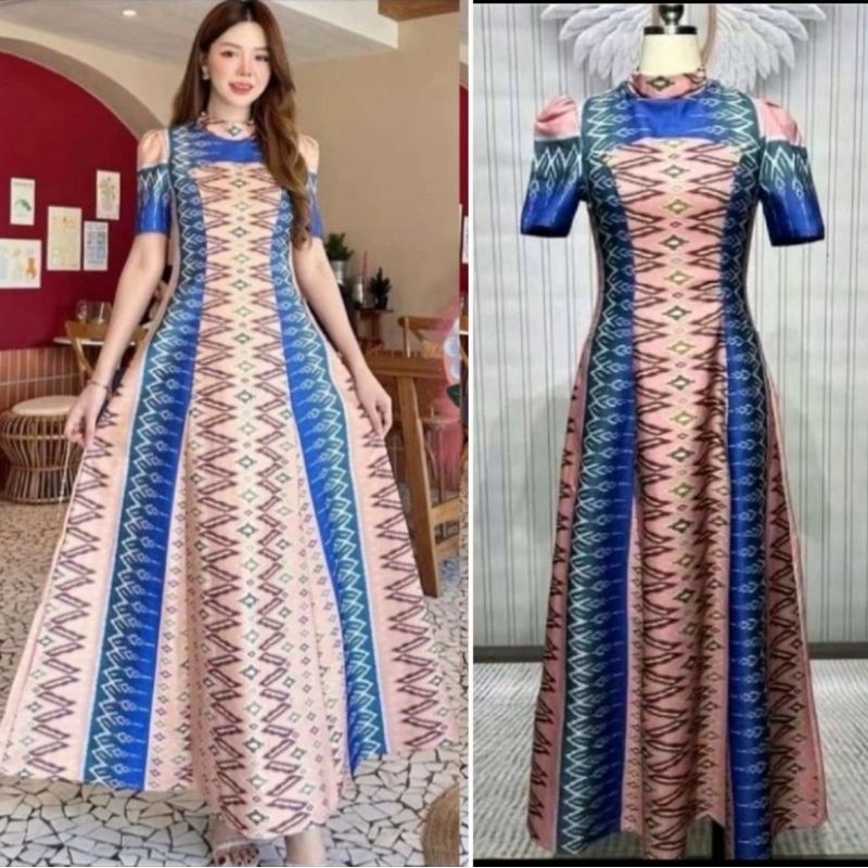 CLT Brand เดรสยาวผ้าไทย ใส่งานไหนๆก็รอด สวยเรียบง่ายแต่ยังคงความหรูหรา(Use พร้อมส่ง)