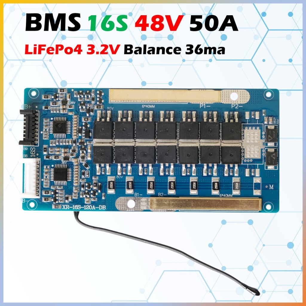 BMS 16S 50A ระบบ 48V สำหรับ Lifepo4 3.2V BMS แบตเตอรี่จักรยานไฟฟ้า สกุตเตอร์ไฟฟ้า สามล้อไฟฟ้า