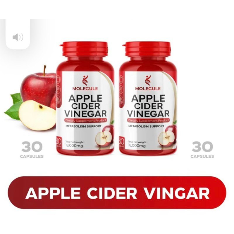 {1แถม1 ของแท้100% }Molecule x Applecider vinegar capsule ตัวช่วยคุมหิว ลดน้ำตาลและไขมันในเลือดได้ดี เพียงวันละ1-2 เม็ด