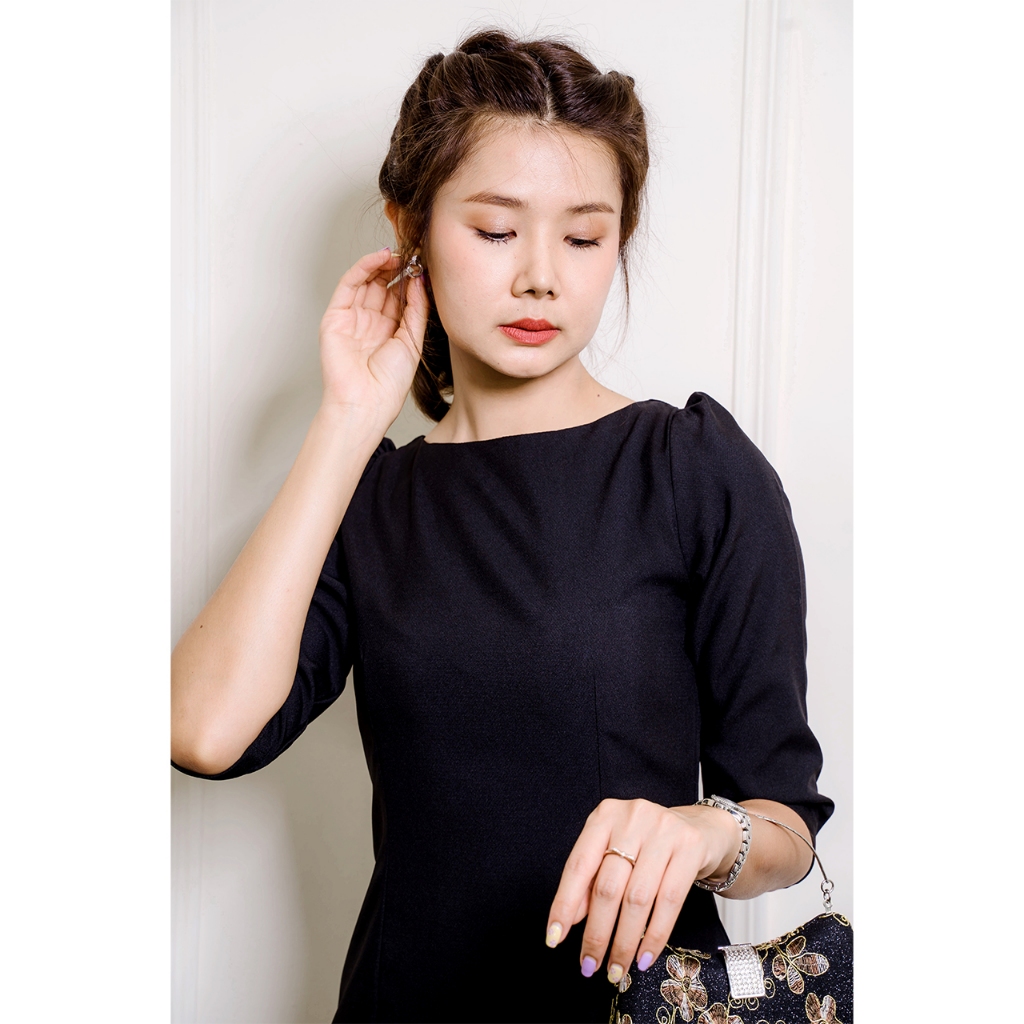 เดรสเอลซ่า งานพิธีการ งานขาวดำ ออกงาน BR Voguish