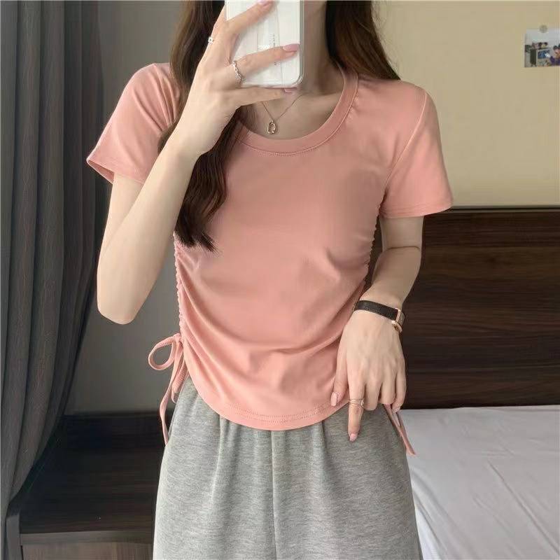 เสื้อยืดผู้หญิงแขนสั้น มีหลายสี ผ้าบาง ยืด ใส่สบาย ใส่ได้ทุกโอกาส
