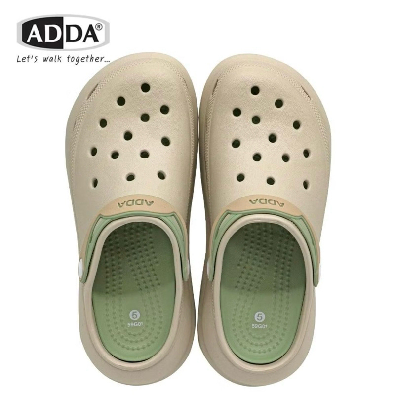 NFSHOES รองเท้าหัวโต พื้นสูง 2.5 นิ้ว ADDA แอ๊ดด้า รุ่น 59G01-W1 SIZE 4-7 หญิง มีสายรัดหลังเพิ่มความกระชับ นุ่ม ใส่สบาย