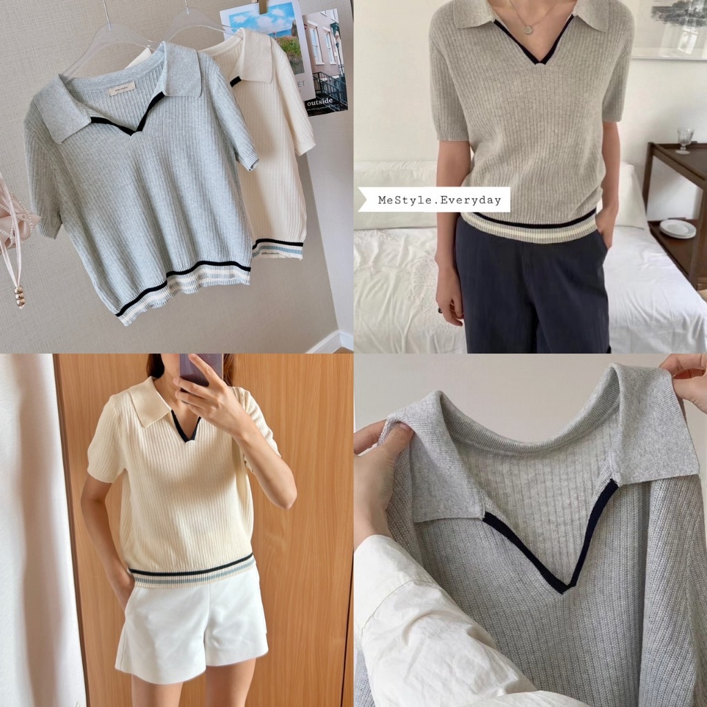 Rye knit top เสื้อไหมพรมแขนกุด แต่งดีเทลขอบคอและปลายเสื้อ ดีงามจริงๆค่า เนื้อไหมพรม
