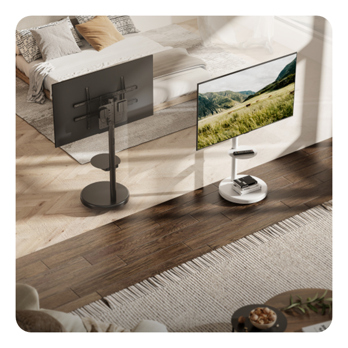 ENIX Stand by You - XL (Matte White) ขาตั้งทีวี 37-86 นิ้ว Heavy-Duty Mobile TV Floor Stand