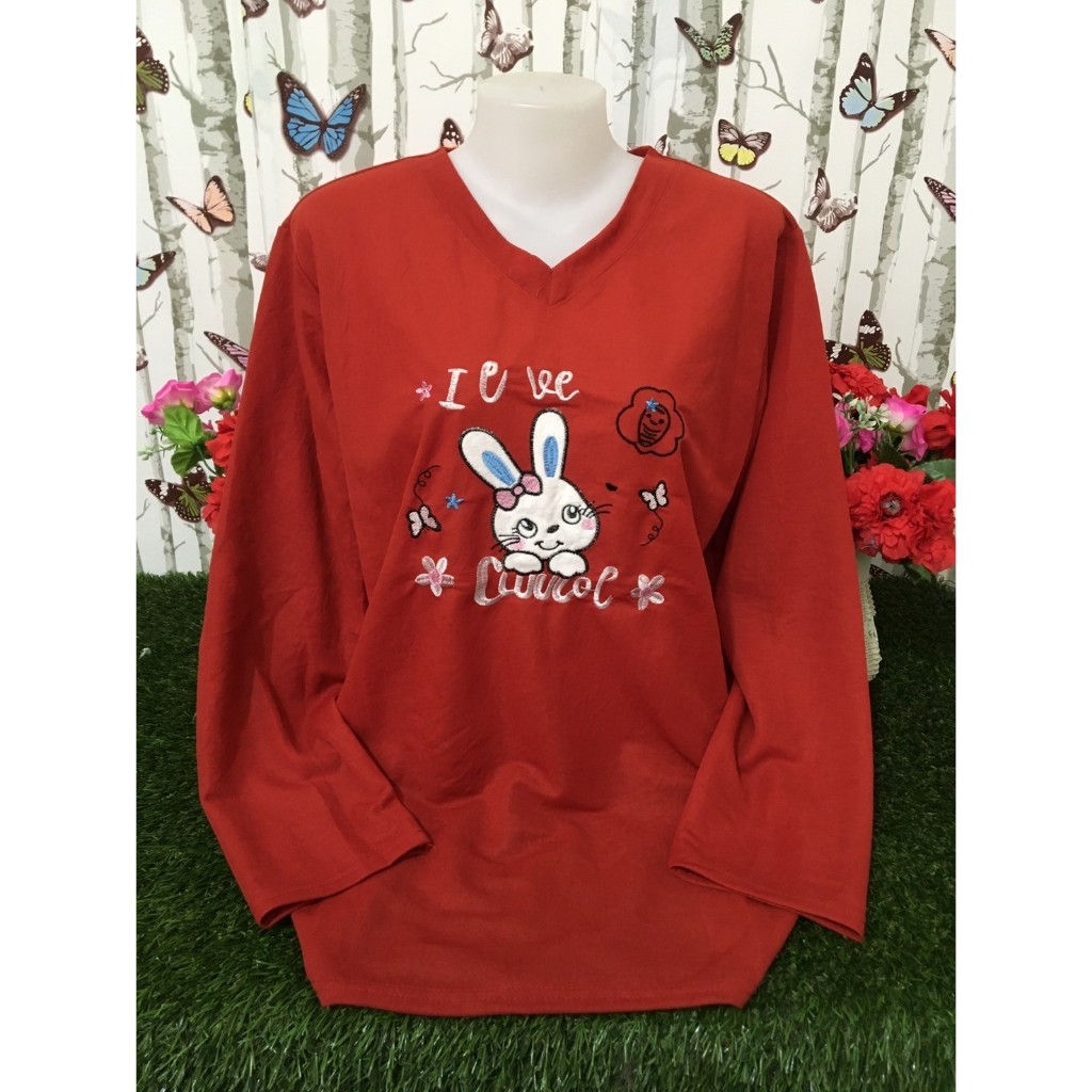 เสื้อแขนยาว เสื้อผ้าแฟชั่นสวยๆ อกฟรีไซร์ 46-50 นิ้ว รุ่น152-กระต่าย