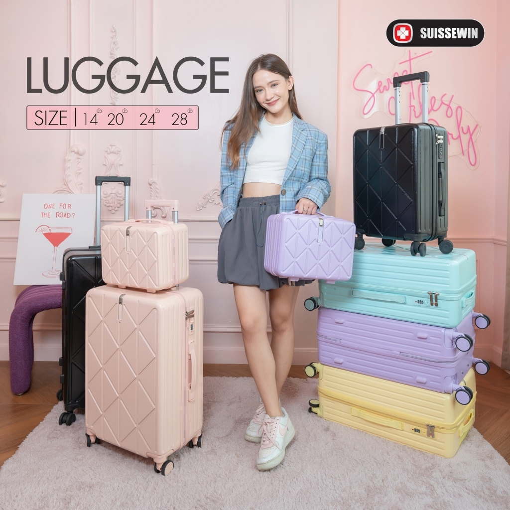 กระเป๋าเดินทางล้อลาก เฟรมซิป สีสันสุดคิ้วท์ วัสดุ ABS ผสม PC มีตะขอหน้าห้อยสัมภาระ BF11