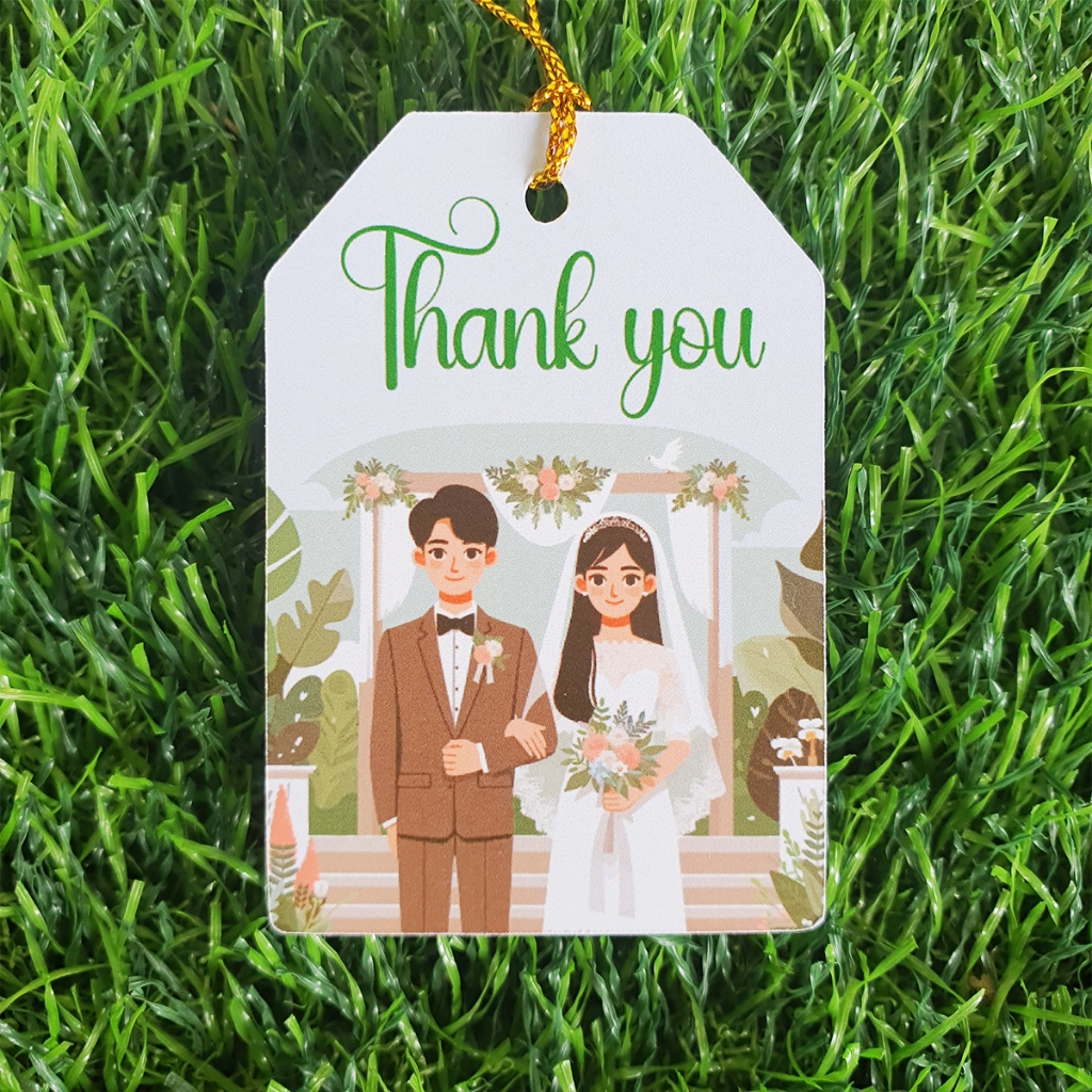 ป้ายTag Thank you ขนาด4x6cmพร้อมเชือก (สำหรับแขวนของขวัญ ของรับไหว้ ของชำร่วย) พร้อมส่ง