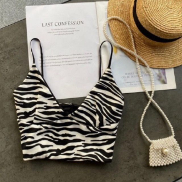 คอปสายเดี่ยวลายม้าลายน่ารักมากsmlใส่ได้