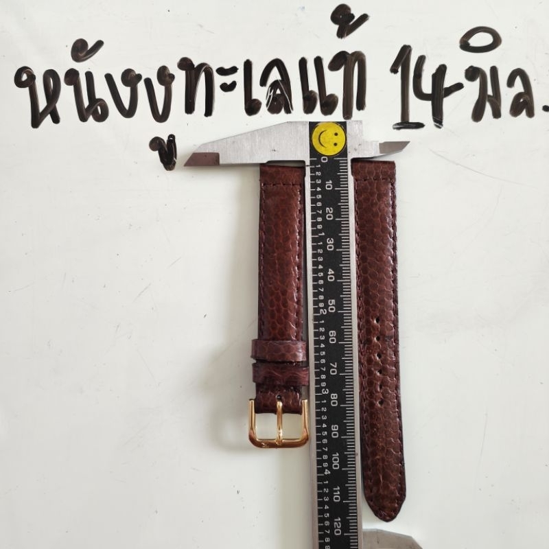 สายนาฬิกา หนังงูทะเล 14mm. เรียบหรู สีสวย ลายสวย บีบงอไม่แตกไม่หัก แถมสปริงบาร์