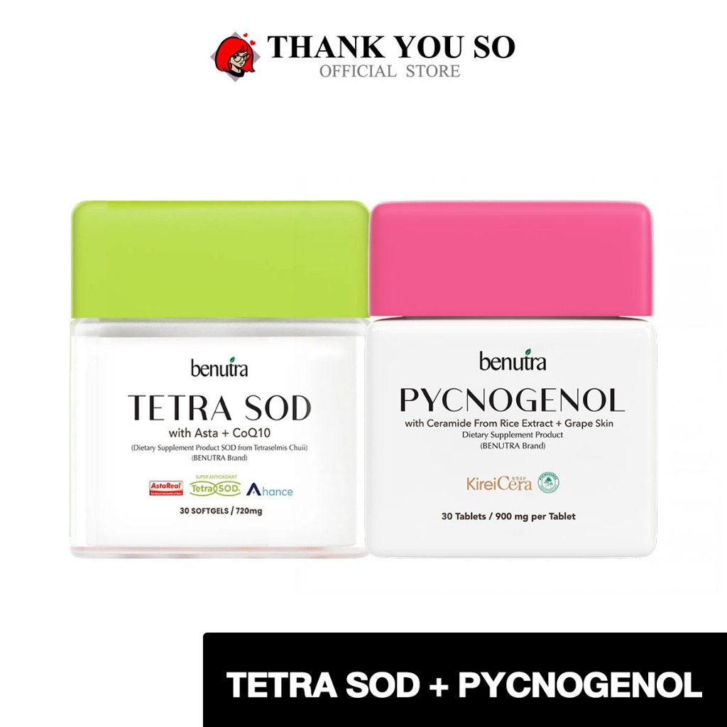 Benutra Tetra SOD + PYCNOGENOL Astaxanthin + พิกโนจีนอล ผิวเนียน ใส ลดฝ้า กระ จุดด่างดำ