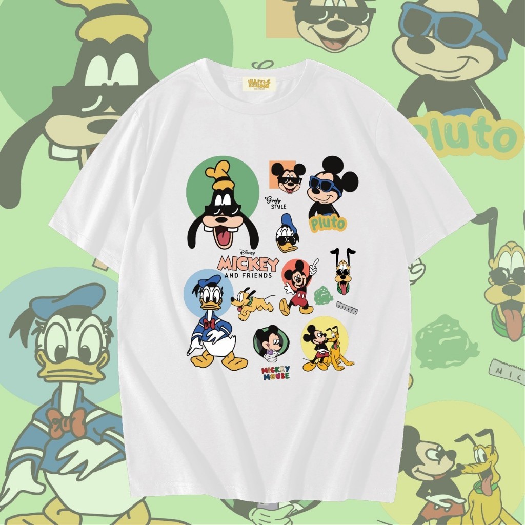 [ ส่งฟรี ] WS0391 เสื้อยืดโอเวอร์ไซส์ เสื้อยืดเกาหลี ผ้าคอตตอน 100% เสื้อยืด ลูฟฟี่ มิกกี้เมาส์ WAFFLE STUDIO