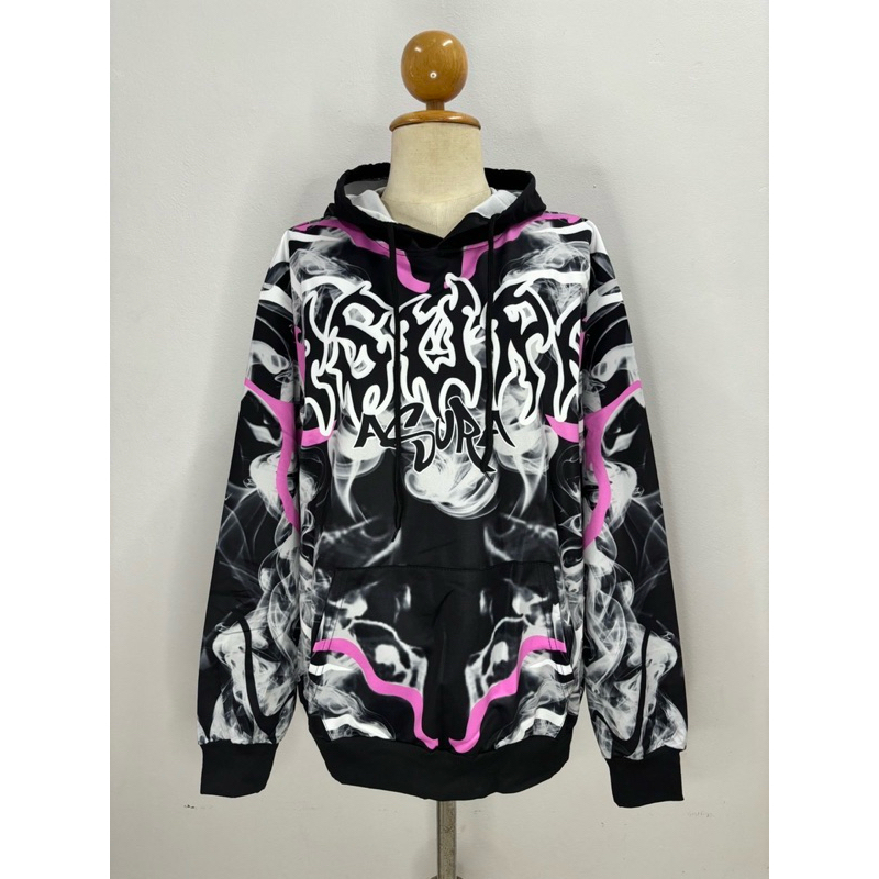 เสื้อฮู้ดแขนยาวลายสตรีท-ลายควัน