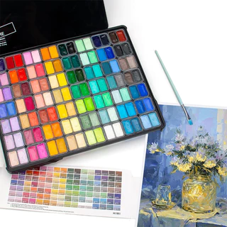 MIYA Himi 112สี×12 กรัม ถ้วยคู่ ผงน้ำชุดสี ถ้วยเยลลี่เลือกหลายสี สีน้ำและโปสเตอร์ ปลอดสารพิษสีสันสดใส เคสแบบพกพา Gouache