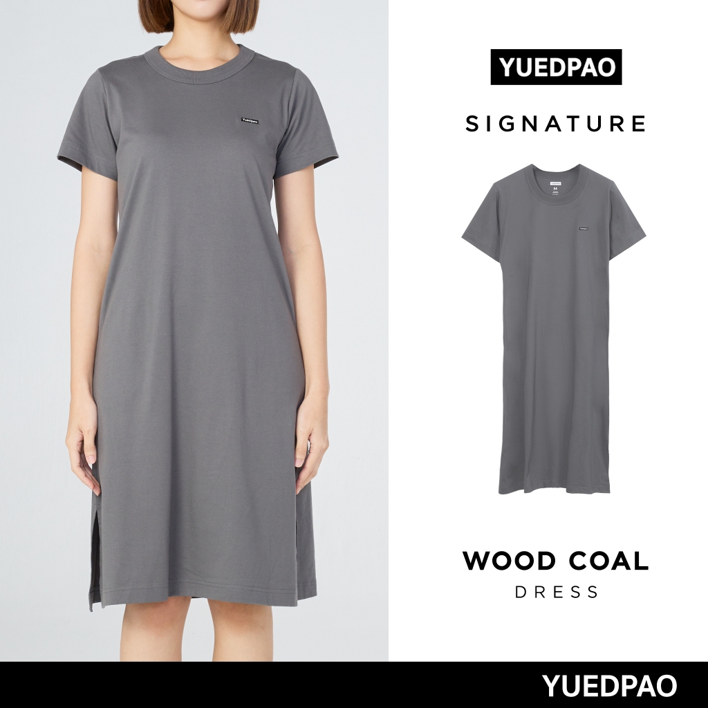 Yuedpao Signature Dress Summer ผ้าหนาทรงสวย ยับยากรีดง่าย เสื้อยืดเปล่า ชุดเดรส สี Wood Coal