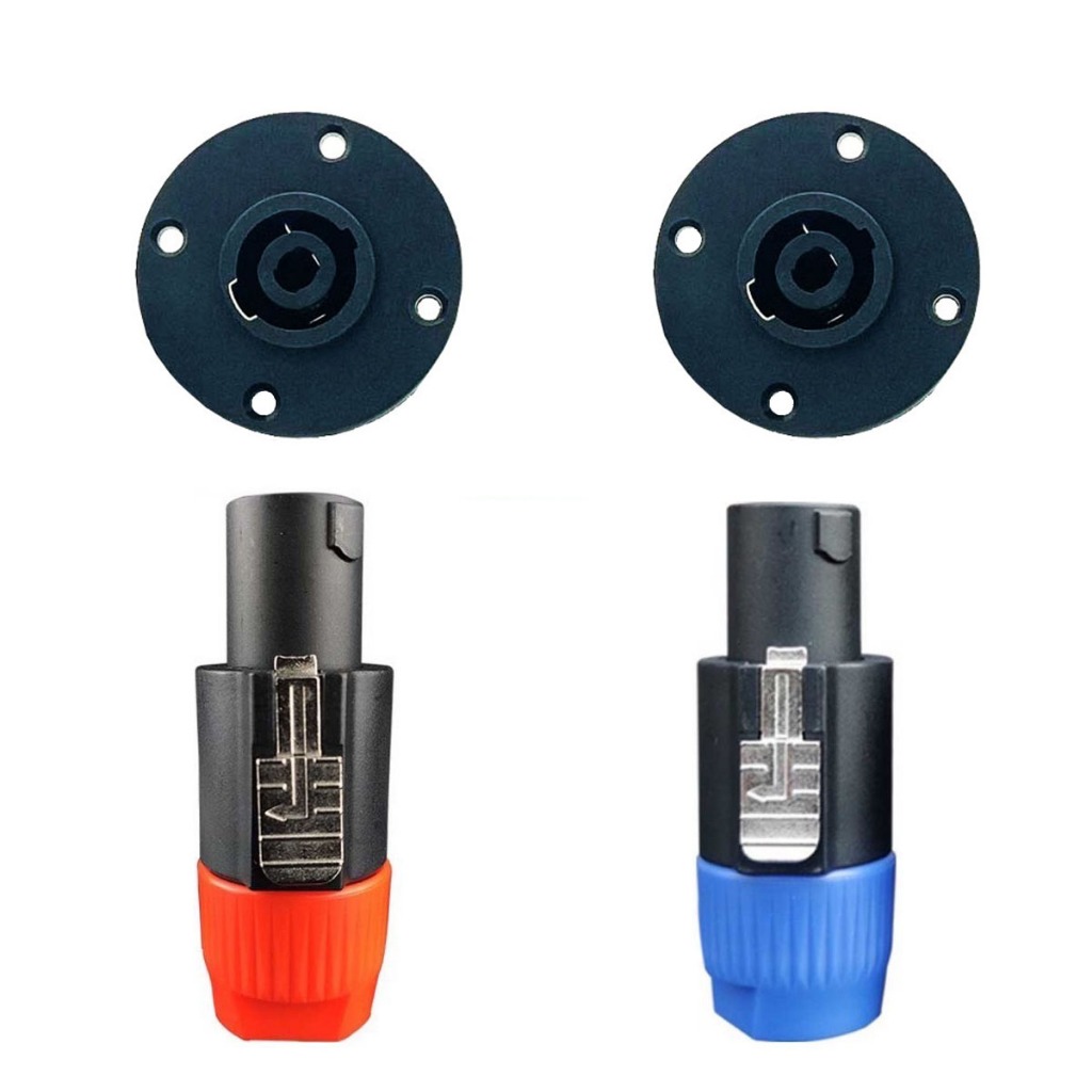 BEST AUDIO ปลั๊กสเปคคอนผู้+สเปคคอนตัวเมียกลมใหญ่ ปลั๊กสเปคคอนตัวผู้ แบบหมุนล็อค สำหรับต่อสายลำโพง สีน้ำเงิน-สีส้ม