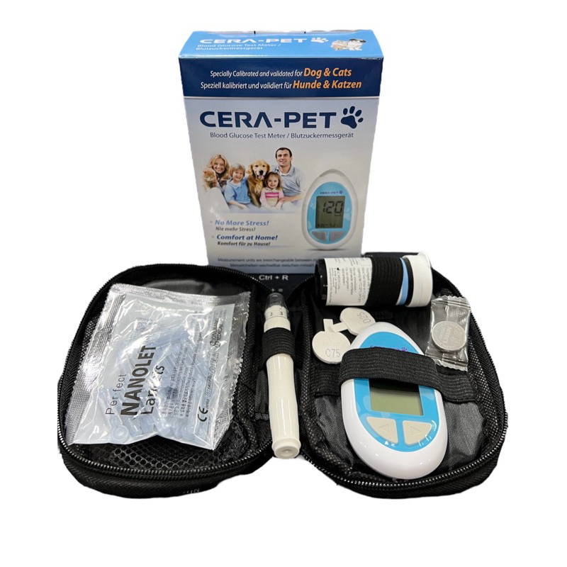 เครื่องตรวจวัดระดับน้ําตาลในเลือดของสัตว์ Cera-Pet blood Glucose Meter G30OV