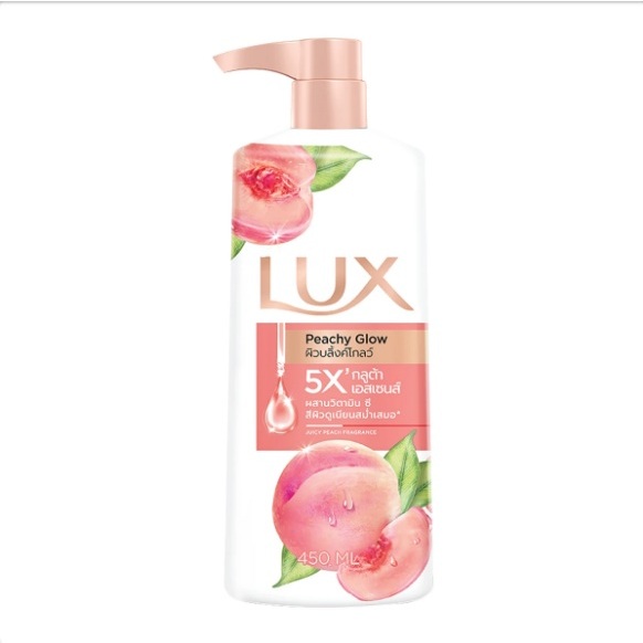 Lux Peach Glow ลักส์ ครีมอาบน้ำ พีชชี่ โกลว์ ขวดปั๊ม 500 มล.