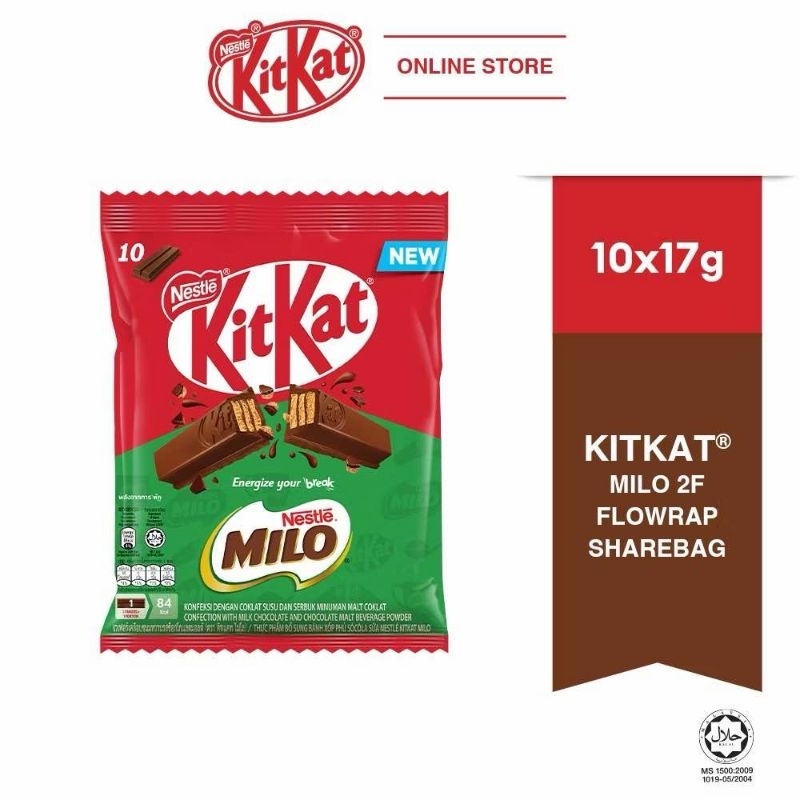 ￼KitKat® MILO 2F Flowrap Sharebag (10x17g)