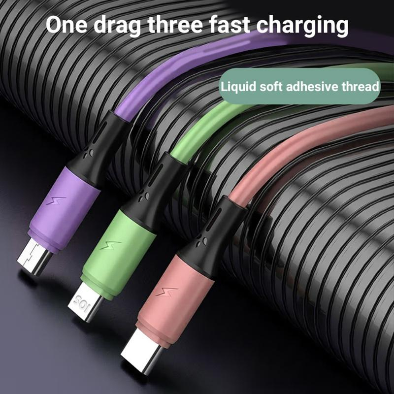 สายสายชาร์จของเหลวอเนกประสงค์3อิน1สำหรับการชาร์จอย่างเร็วด่วน iPhone Android Huawei Type C Micro 5P - รูปที่ 2