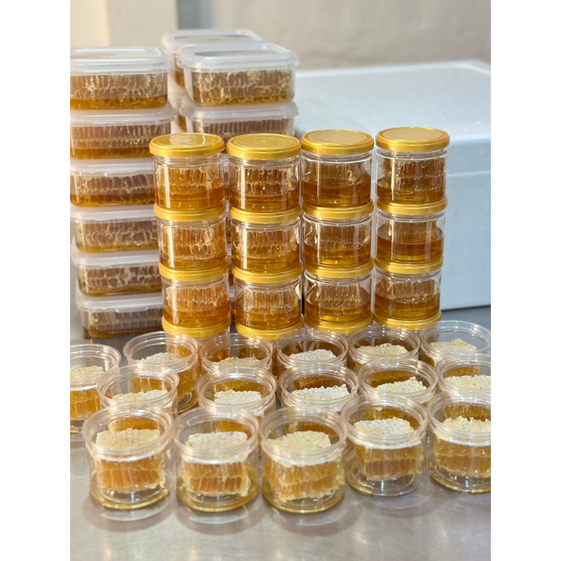 รวงผึ้ง 100 กรัม จำนวน 25 กระปุก (Honeycomb) ออร์แกนิก [ มี อย. ] และ [ มาตรฐาน GAP ] ธรรมชาติ 100%