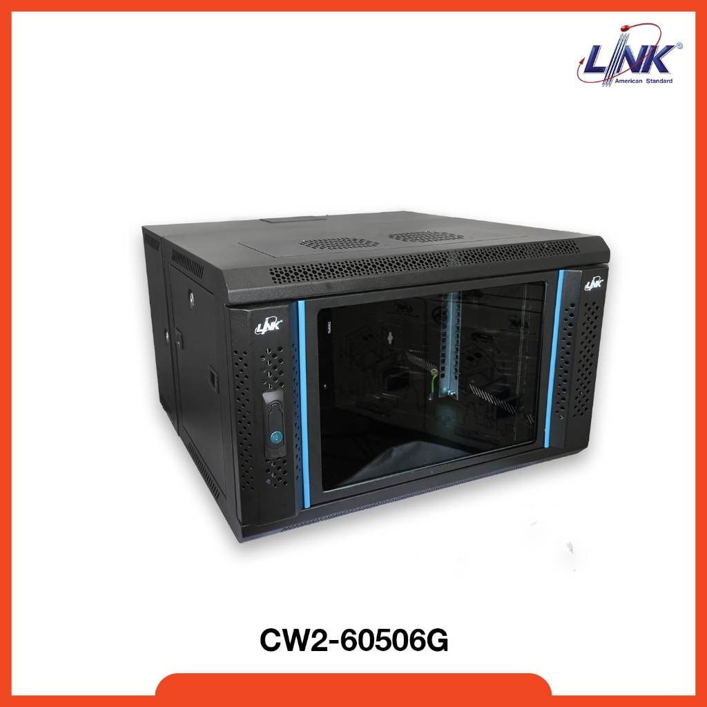 LINK 19” GLASS WALL RACK รุ่น CW2-60506G ตู้เก็บอุปกรณ์ขนาด 6U ลึก 50CM