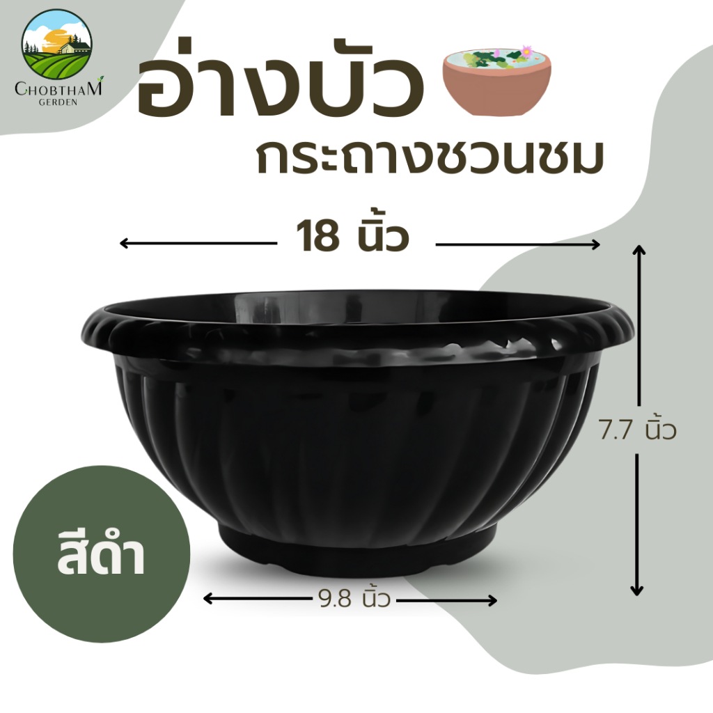 อ่างบัวเลี้ยงปลา กระถางชวนชม ขนาด 18 นิ้ว 2สีขาวดำ