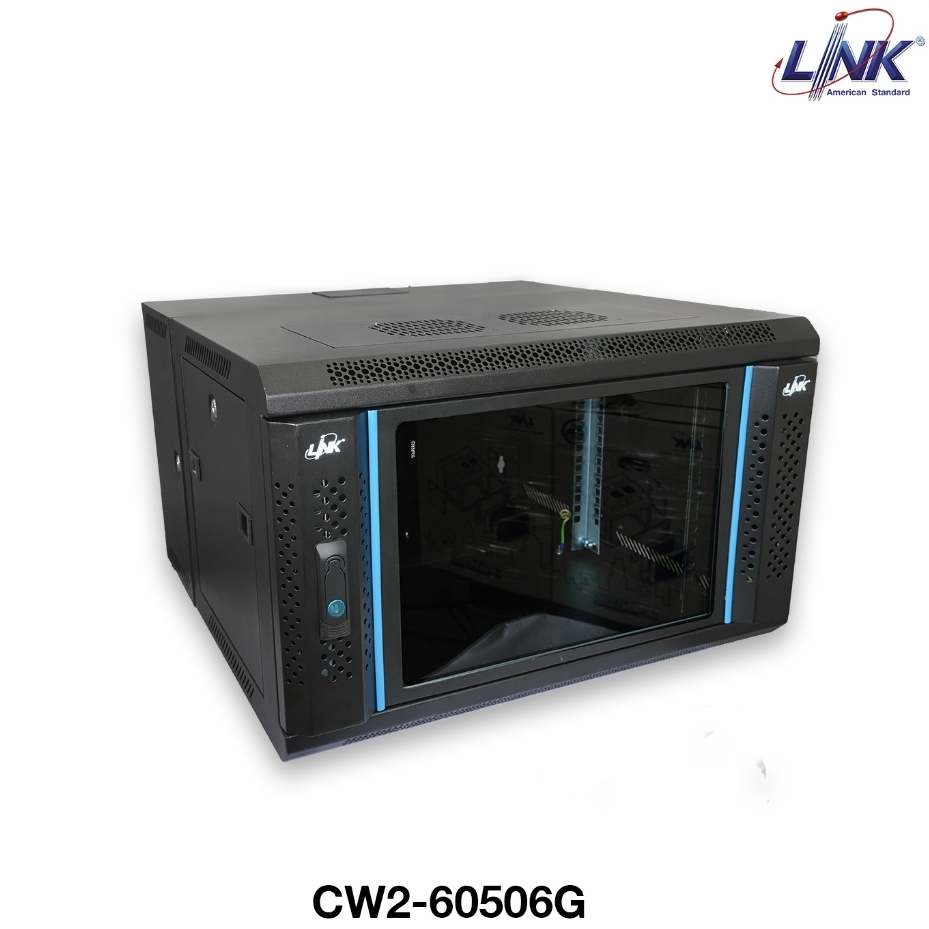 LINK 19” GLASS WALL RACK รุ่น CW2-60506G ตู้เก็บอุปกรณ์ขนาด 6U ลึก 50CM