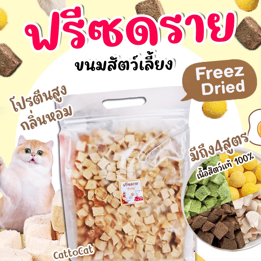 ขนมฟรีซดราย100% ทำจากเนื้อไก่100% ขนมแมวฟรีซดราย เกรดอาหารคน ดีต่อสุขภาพ บำรุงขน ขนมแมวไม่เค็ม